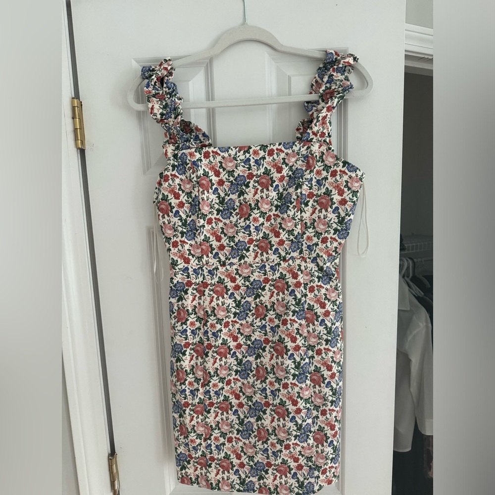 table for two floral mini dress